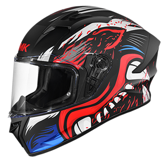 SMK STELLAR ANIMAL Full Face Helmet (GL231) Gloss Black Red White